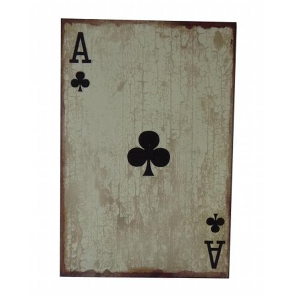 Cheungs Rattan Cheungs Rattan FP-3677B Ace of Clubs Wooden Wall decor - Distressed White; Brown; Black FP-3677B